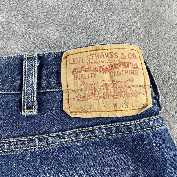 Levis 569 Loose Straight Jeans Mens 38x34 Blue Mid Rise Medium Wash - Picture 15 of 15